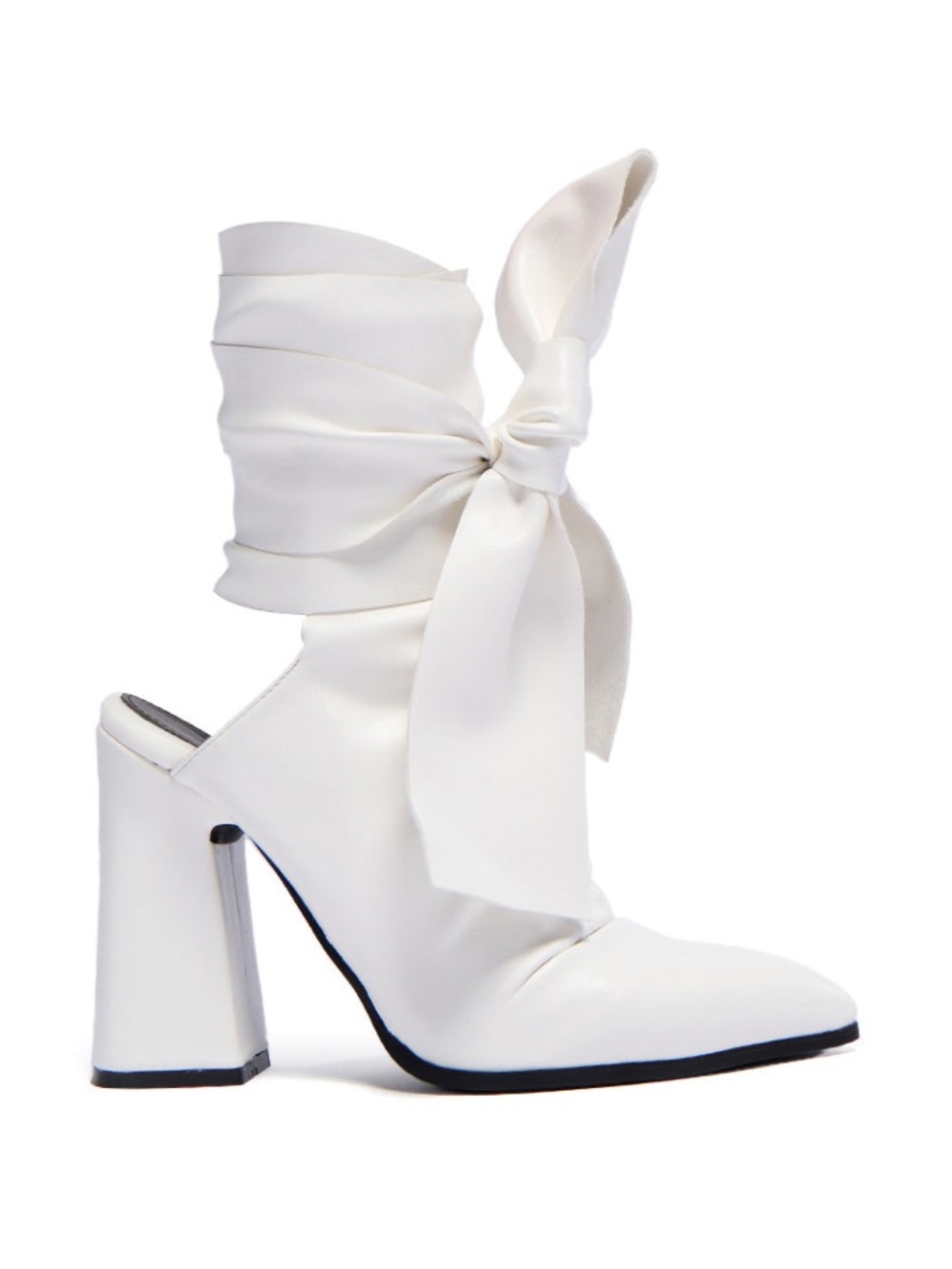 Cream Pointed-Toe Wrap Around Leg Shoes Open Back Shoes